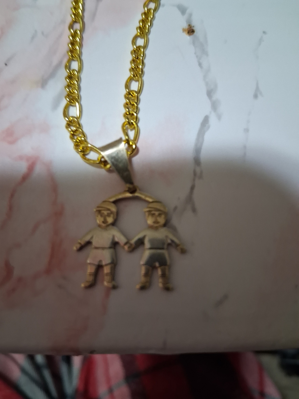 Source Unknown Gold-Tone Twin Boys Pendant Necklace